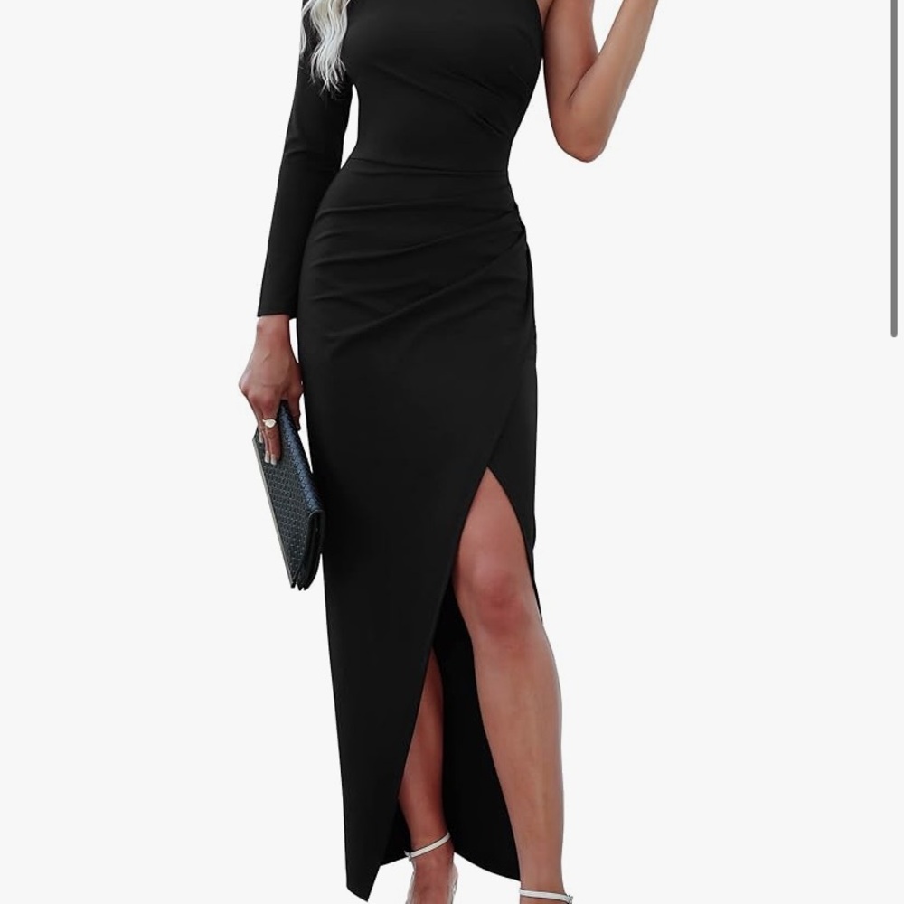 Elegant Black One-Shoulder Dress XL